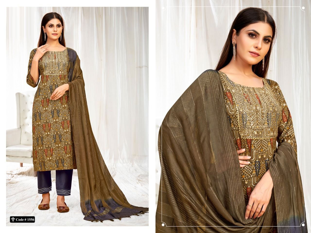 Meesho 1 Designer Rayon Printed Fancy Wear Ready Made Suit  Collection